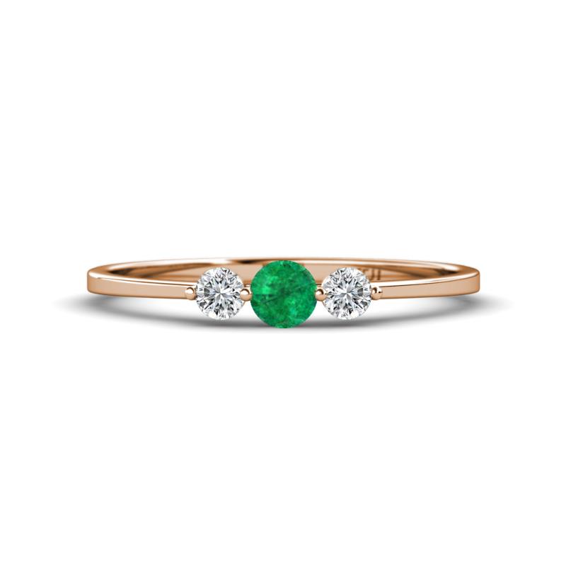 Shirley 4.00 mm Round Emerald and Lab Grown Diamond Three Stone Engagement Ring 