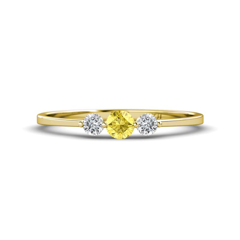 Shirley 4.00 mm Round Yellow Sapphire and Lab Grown Diamond Three Stone Engagement Ring 