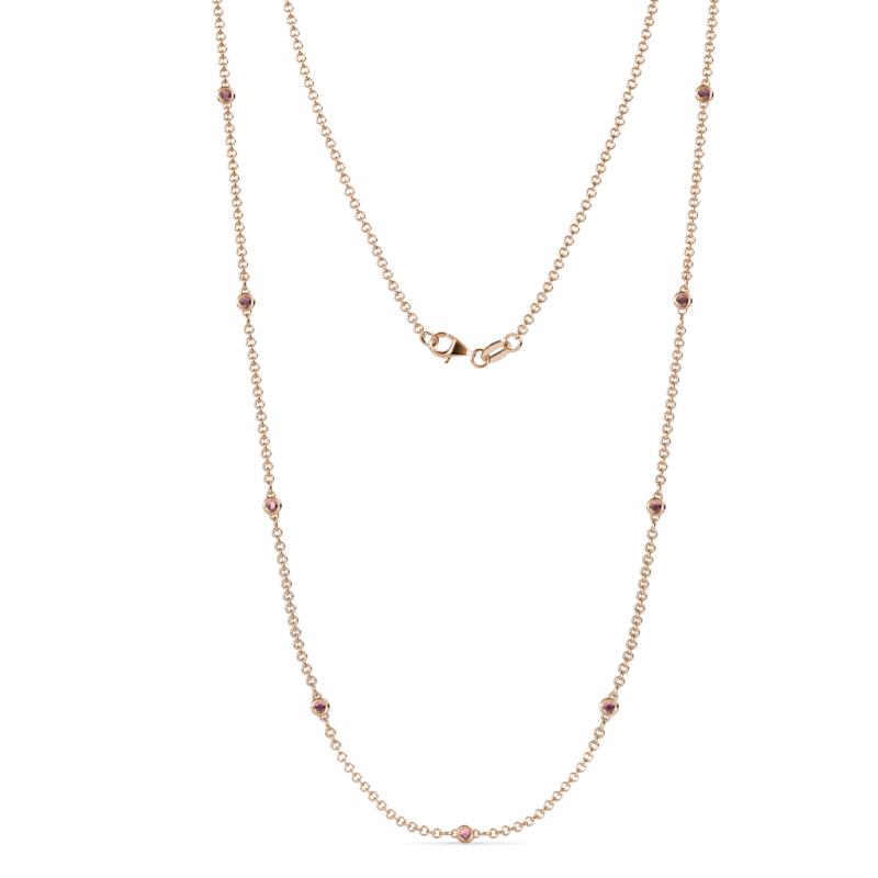 Adia (9 Stn/2mm) Rhodolite Garnet on Cable Necklace 