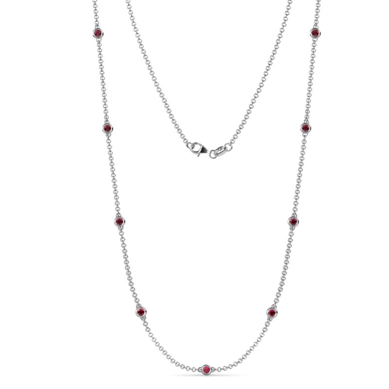 Adia (9 Stn/3mm) Ruby on Cable Necklace 