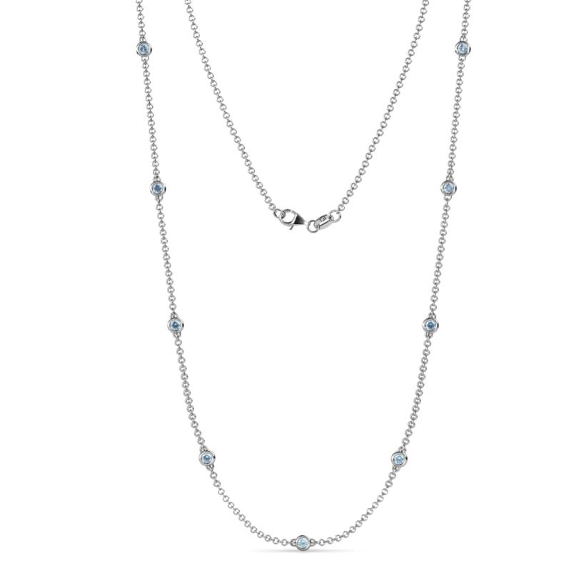 Adia (9 Stn/3mm) Aquamarine on Cable Necklace 