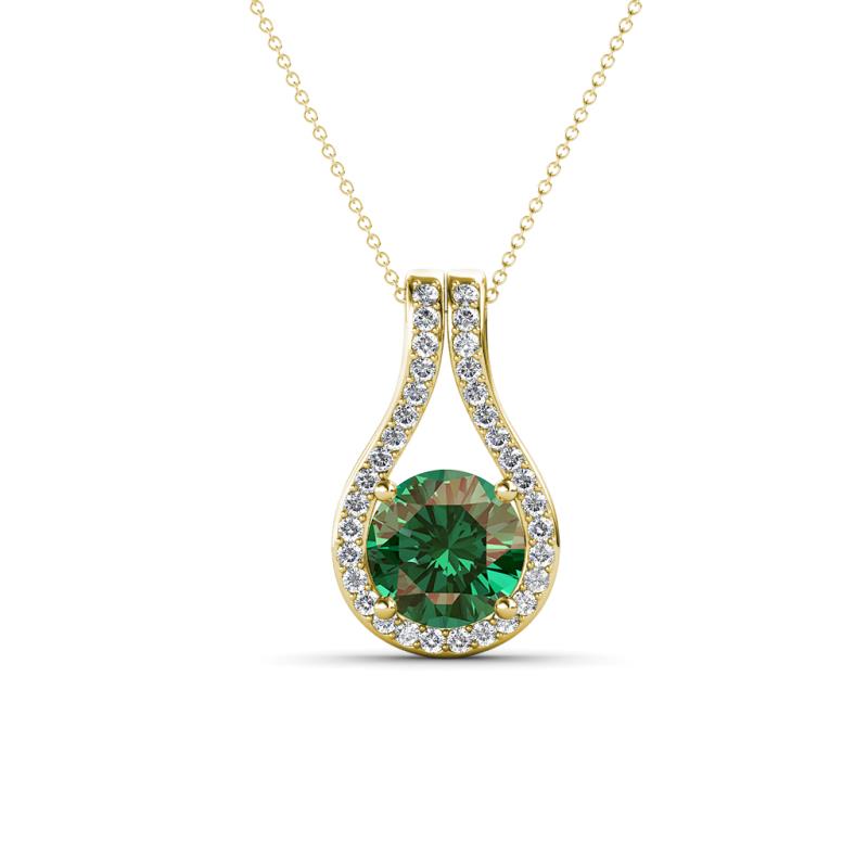 Lauren 6.50 mm Round Lab Created Alexandrite and Diamond Accent Teardrop Pendant Necklace 