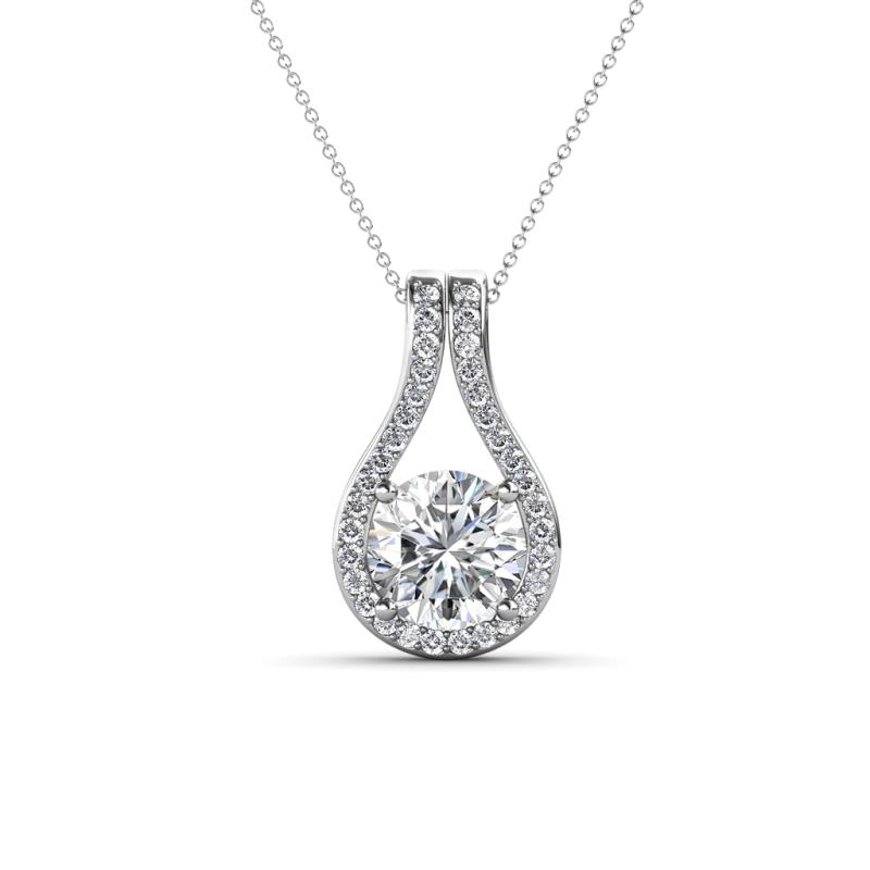 Lauren 6.50 mm Round Diamond Teardrop Pendant Necklace 
