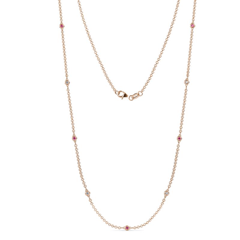 Adia (9 Stn/2mm) Pink Sapphire and Diamond on Cable Necklace 