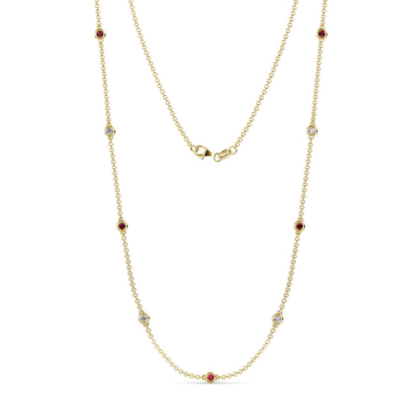 Adia (9 Stn/3mm) Ruby and Diamond on Cable Necklace 