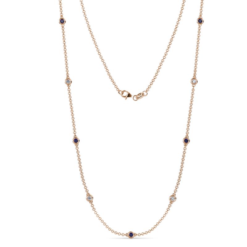 Adia (9 Stn/3mm) Blue Sapphire and Diamond on Cable Necklace 