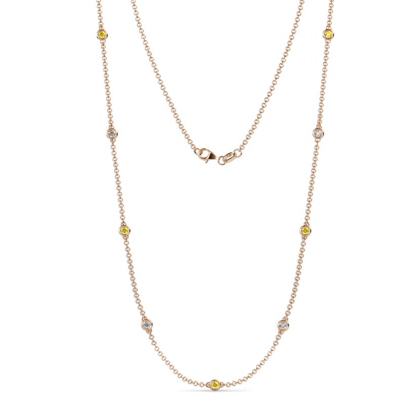 Adia (9 Stn/3mm) Yellow Sapphire and Diamond on Cable Necklace 
