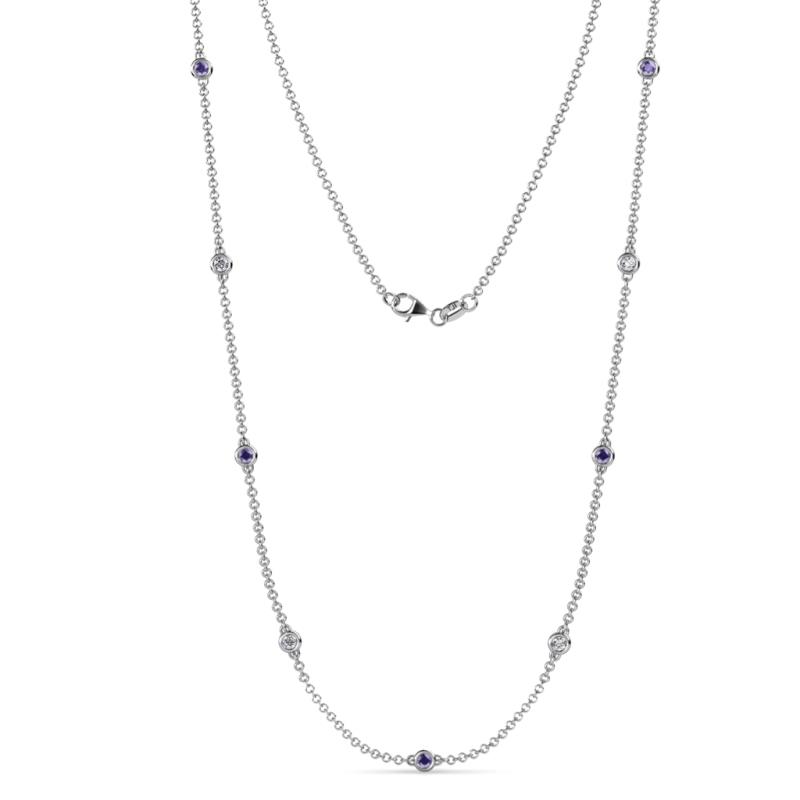 Adia (9 Stn/3mm) Iolite and Lab Grown Diamond on Cable Necklace 