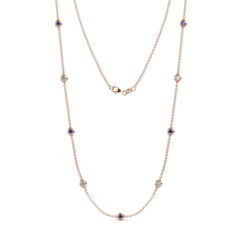 Adia (9 Stn/4mm) Iolite and Diamond on Cable Necklace 