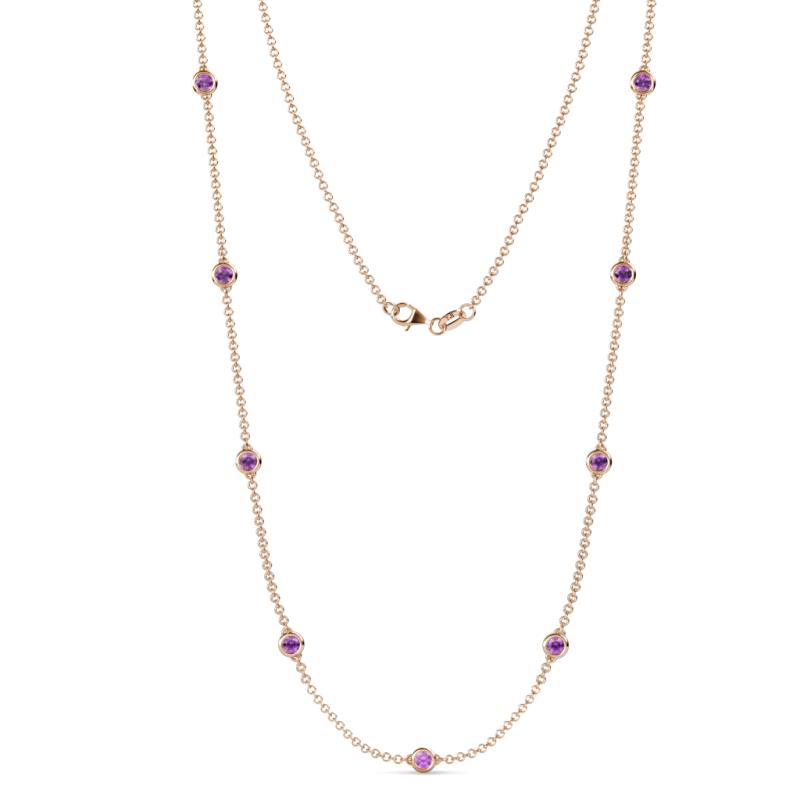 Adia (9 Stn/4mm) Amethyst on Cable Necklace 