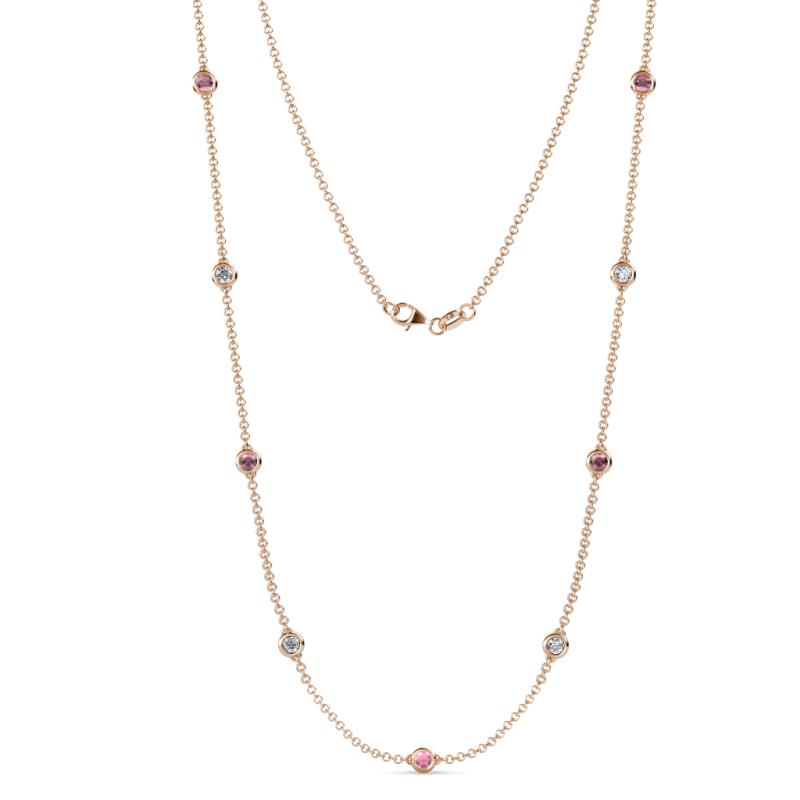 Adia (9 Stn/4mm) Rhodolite Garnet and Lab Grown Diamond on Cable Necklace 