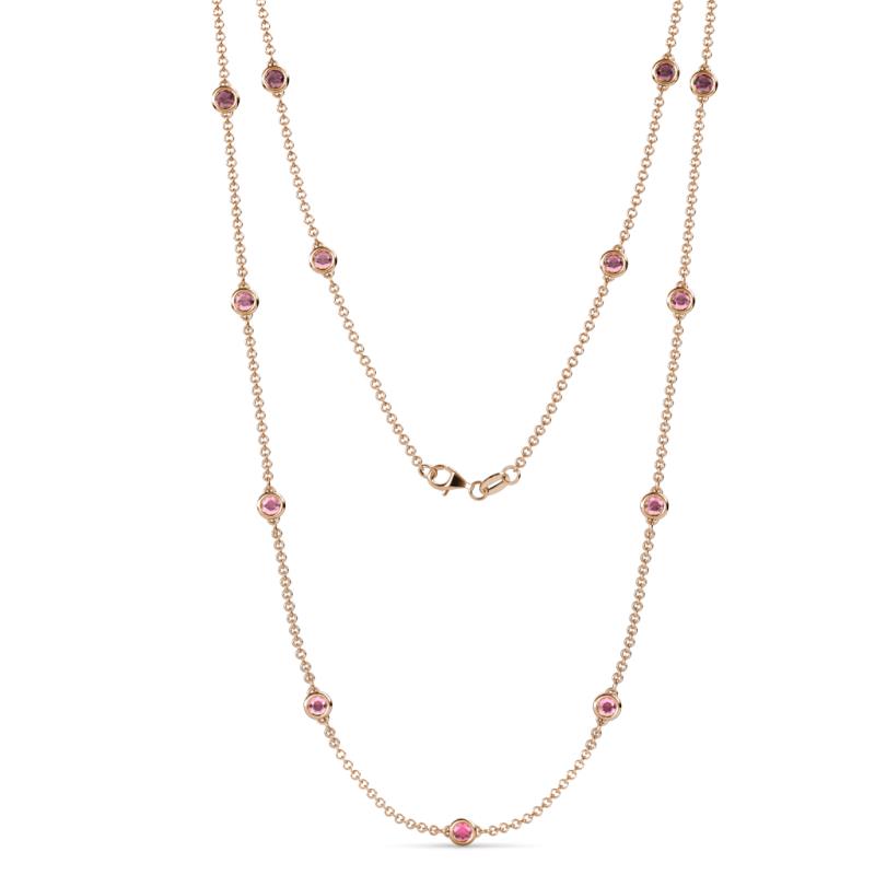 Lien (13 Stn/3.4mm) Rhodolite Garnet on Cable Necklace 