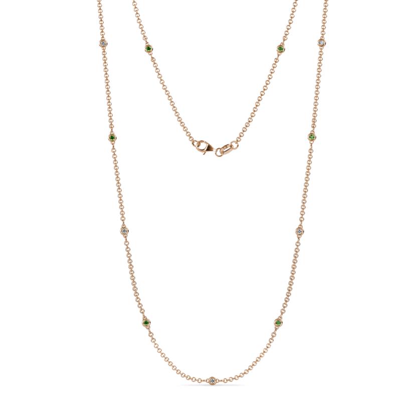 Asta (11 Stn/2mm) Petite Green Garnet and Diamond on Cable Necklace 