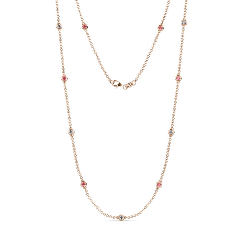 Asta (11 Stn/2.7mm) Pink Tourmaline and Diamond on Cable Necklace 