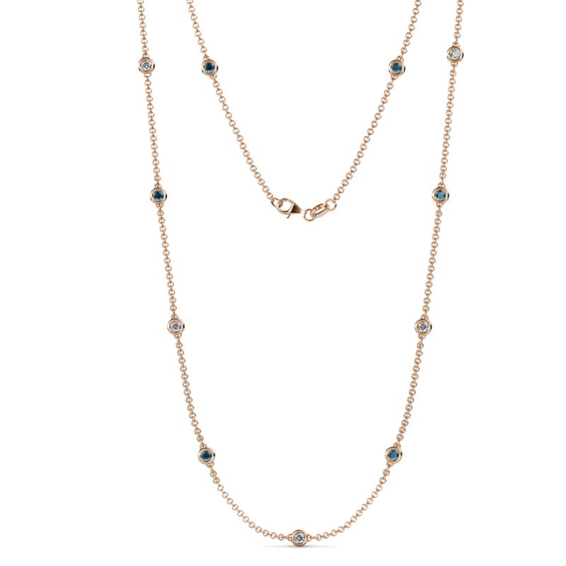 Asta (11 Stn/3.4mm) London Blue Topaz and Diamond on Cable Necklace 