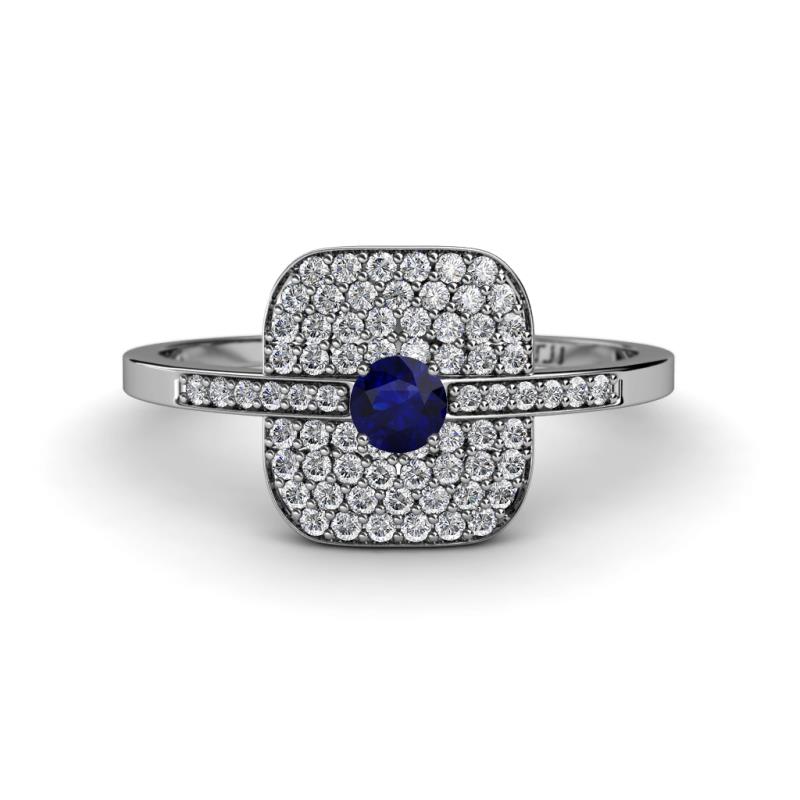 Faye Prima Round Blue Sapphire and Diamond Engagement Ring 