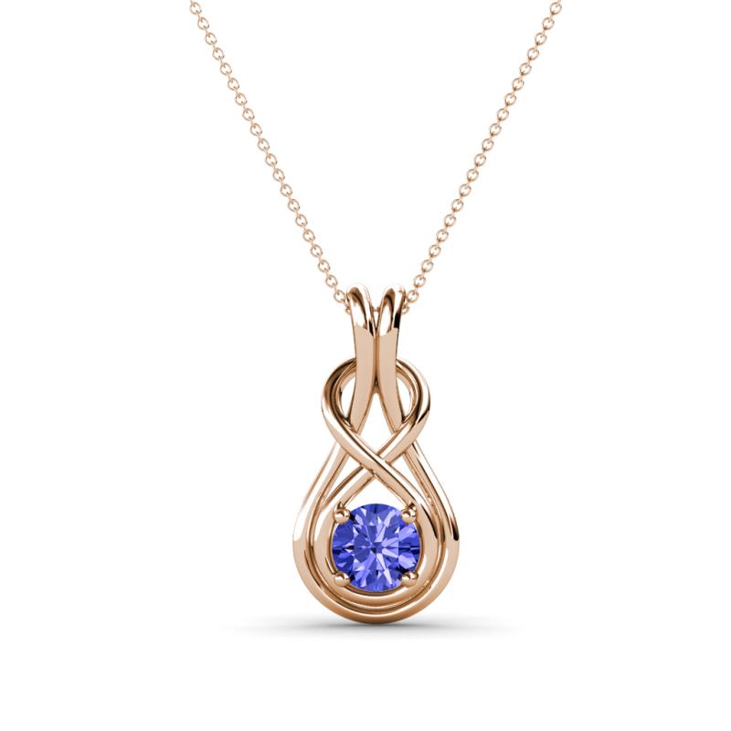 Amanda 4.00 mm Round Tanzanite Solitaire Infinity Love Knot Pendant Necklace 