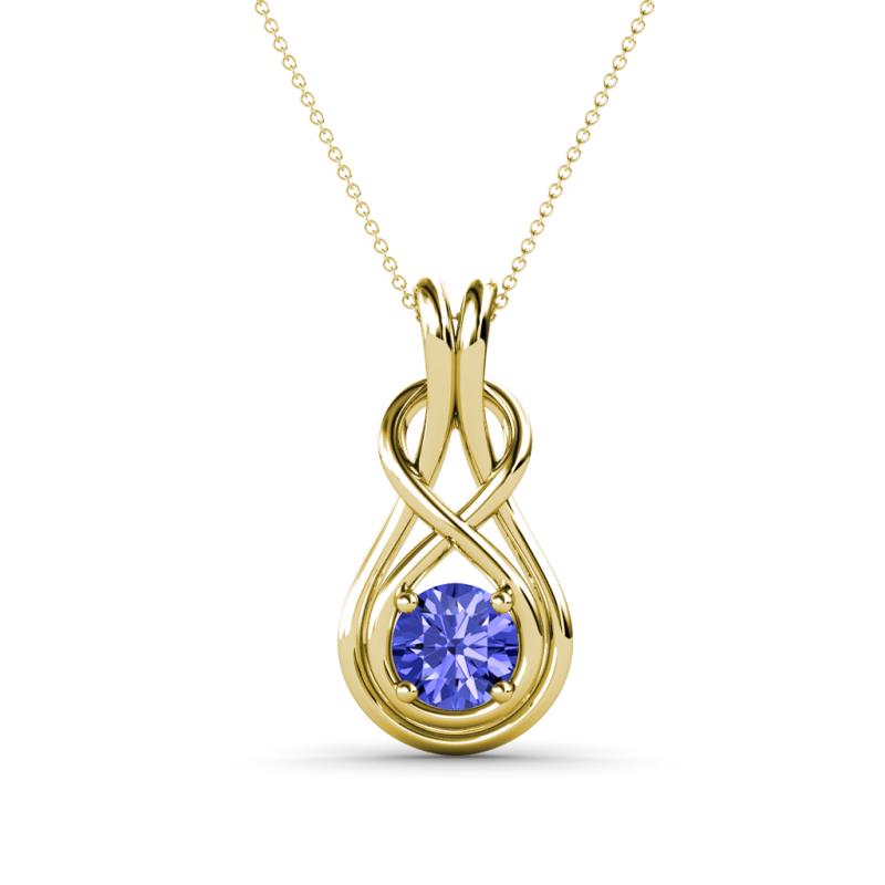 Amanda 5.00 mm Round Tanzanite Solitaire Infinity Love Knot Pendant Necklace 