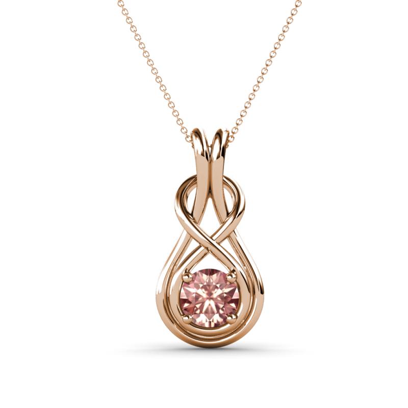 Amanda 5.00 mm Round Morganite Solitaire Infinity Love Knot Pendant Necklace 