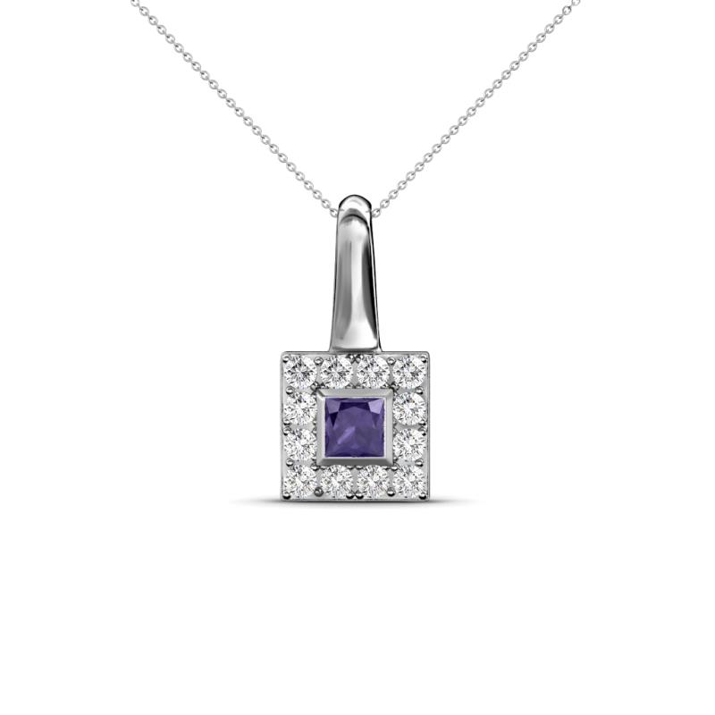 Angela Iolite and Diamond Pendant 