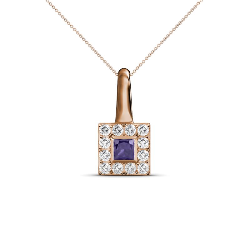Angela Iolite and Diamond Pendant 