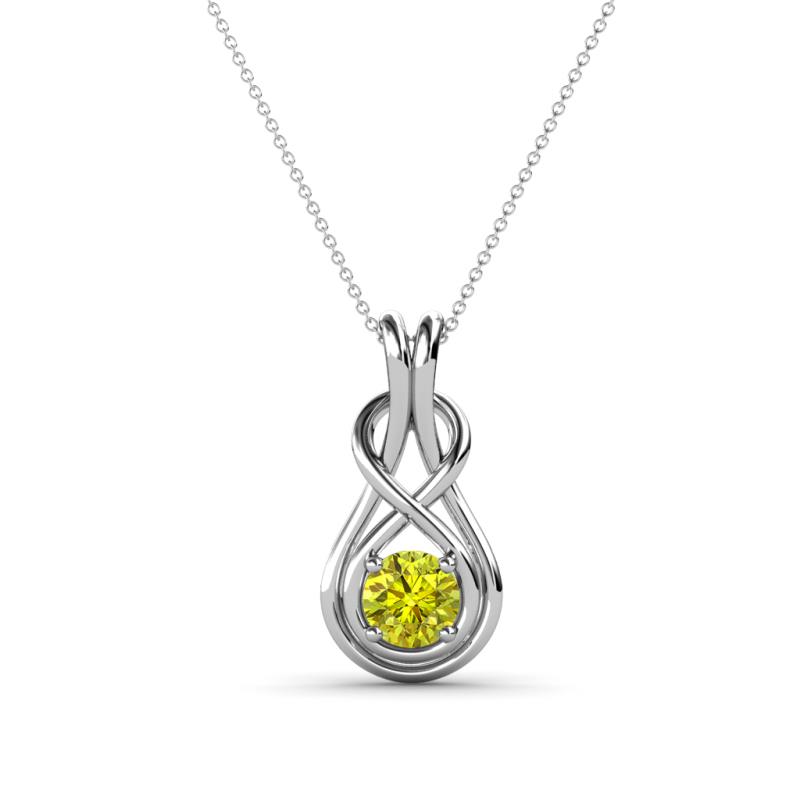 Amanda 4.00 mm Round Yellow Diamond Solitaire Infinity Love Knot Pendant Necklace 