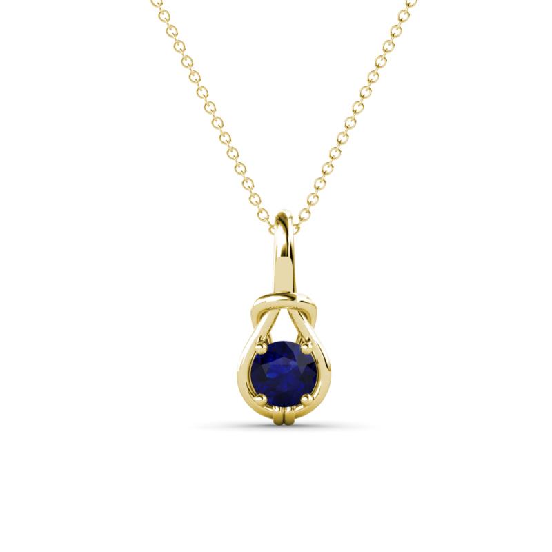 Caron 4.00 mm Round Blue Sapphire Solitaire Love Knot Pendant Necklace 
