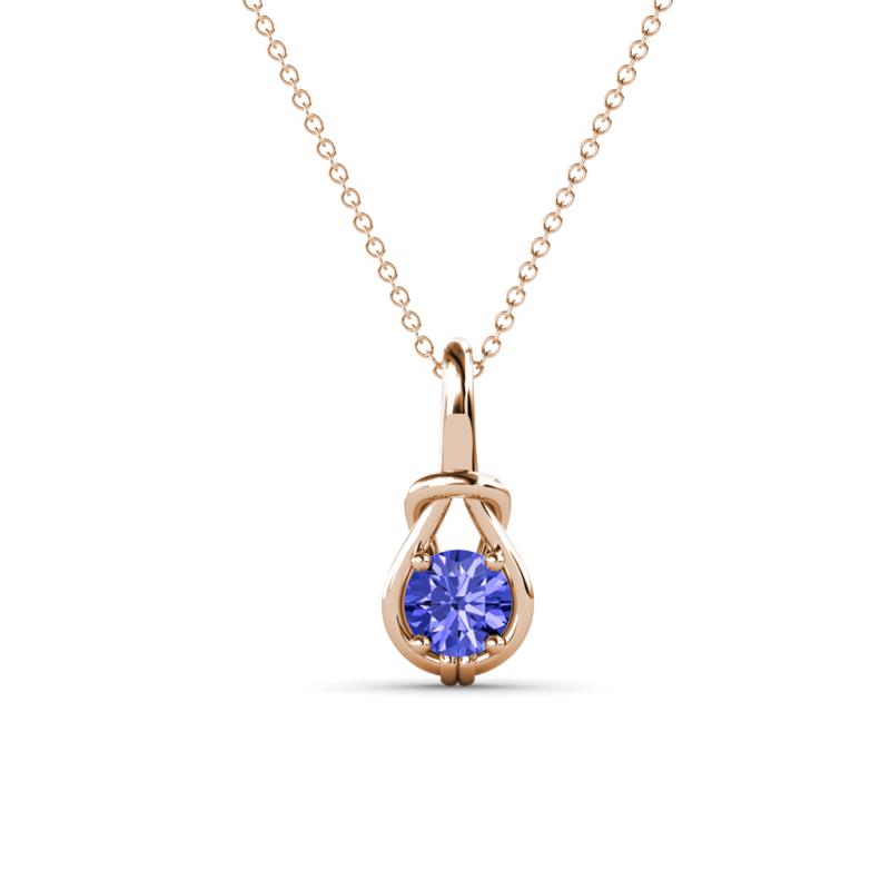 Caron 4.00 mm Round Tanzanite Solitaire Love Knot Pendant Necklace 