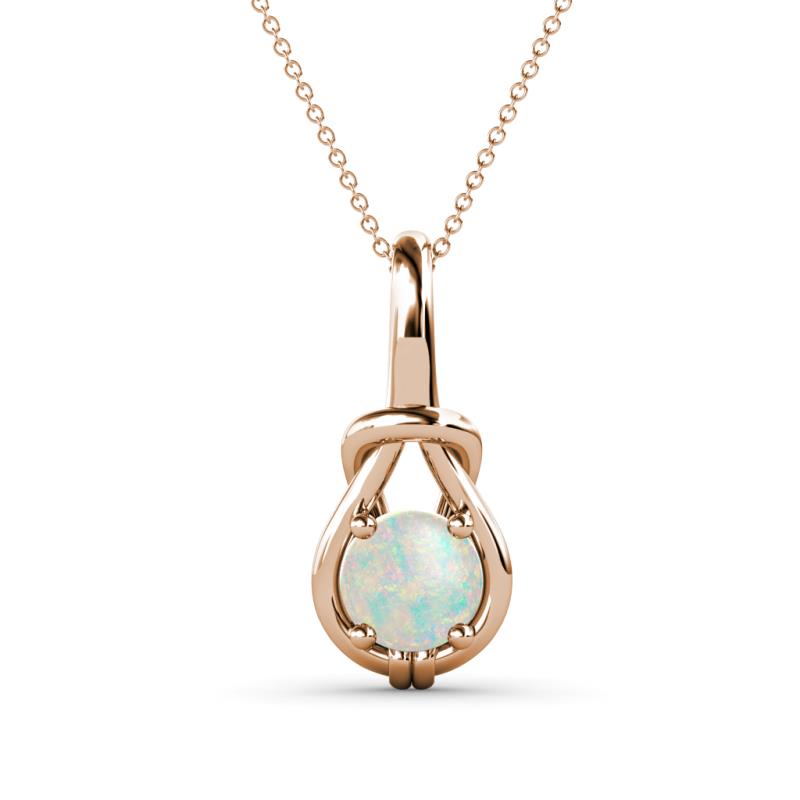 Caron 6.00 mm Round Opal Solitaire Love Knot Pendant Necklace 