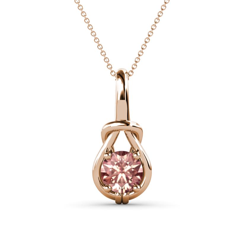 Caron 6.50 mm Round Morganite Solitaire Love Knot Pendant Necklace 