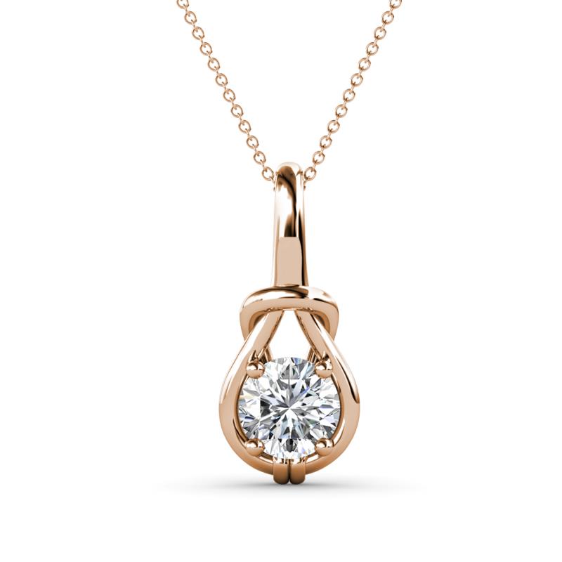 Caron 6.50 mm Round Diamond Solitaire Love Knot Pendant Necklace 