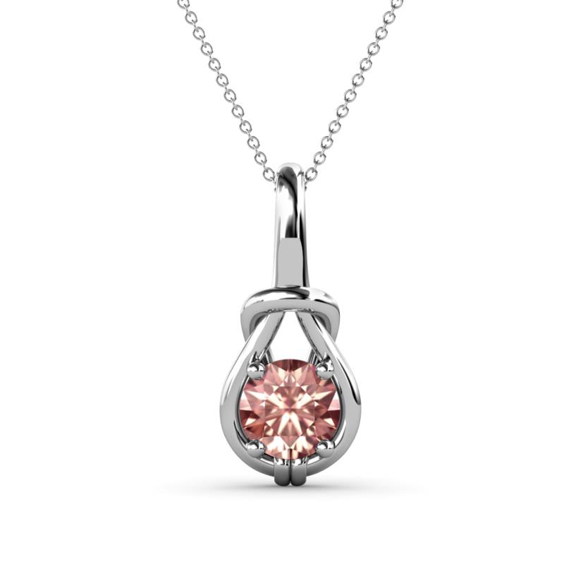 Caron 6.50 mm Round Morganite Solitaire Love Knot Pendant Necklace 