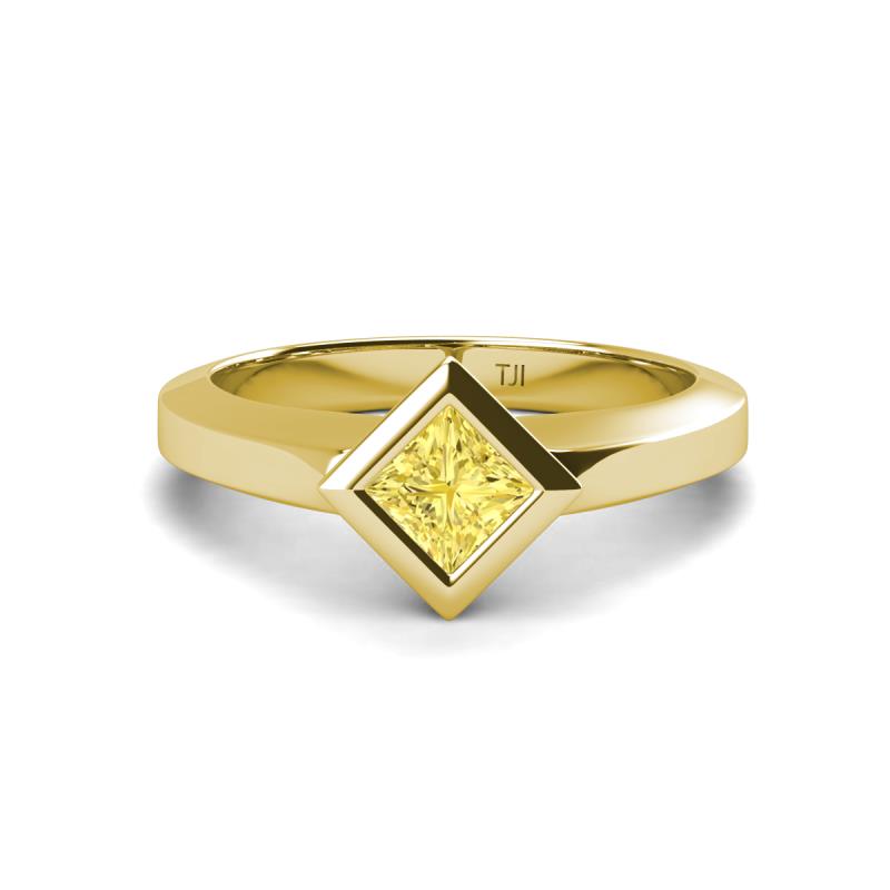 Emilia 6.00 mm Princess Cut Lab Created Yellow Sapphire Solitaire Engagement Ring 