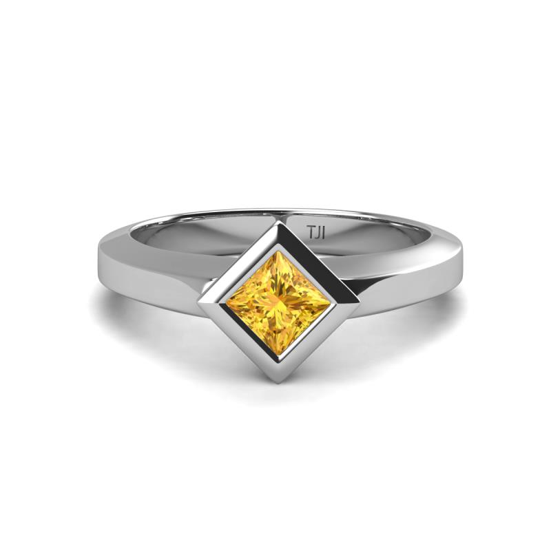 Emilia 6.00 mm Princess Cut Citrine Solitaire Engagement Ring 