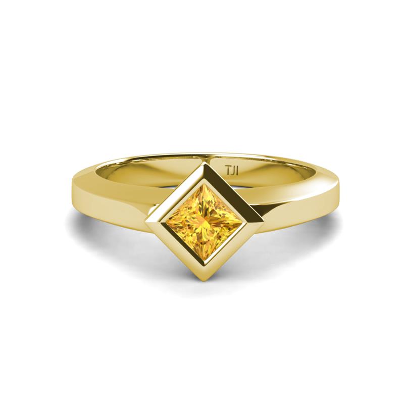 Emilia 6.00 mm Princess Cut Citrine Solitaire Engagement Ring 