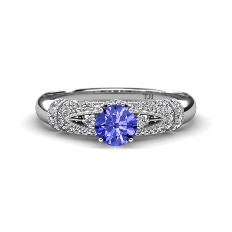 Shirlyn 1.49 ctw Classic Tanzanite Accented Lab Grown Diamonds Solitaire Plus Engagement Ring 