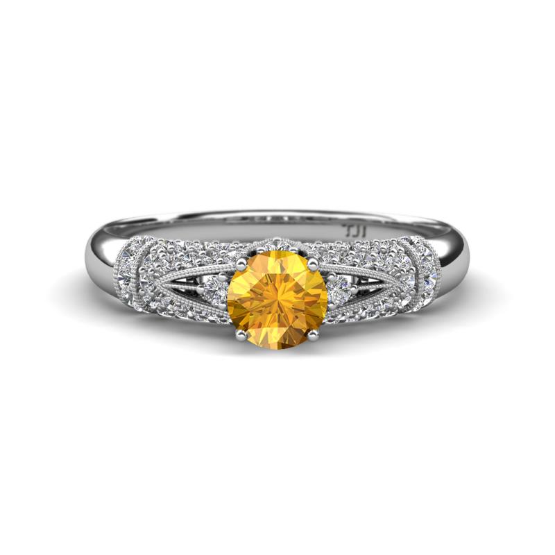 Shirlyn 1.44 ctw Classic Citrine Accented Lab Grown Diamonds Solitaire Plus Engagement Ring 