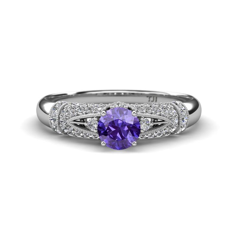 Shirlyn 1.37 ctw Classic Iolite Accented Lab Grown Diamonds Solitaire Plus Engagement Ring 