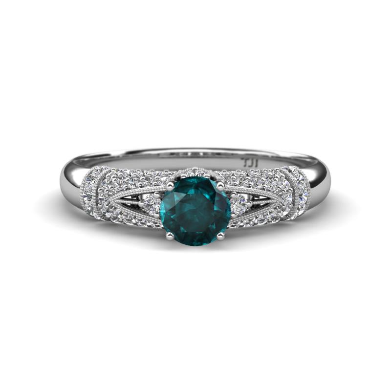 Shirlyn 1.52 ctw Classic London Blue Topaz Accented Lab Grown Diamonds Solitaire Plus Engagement Ring 