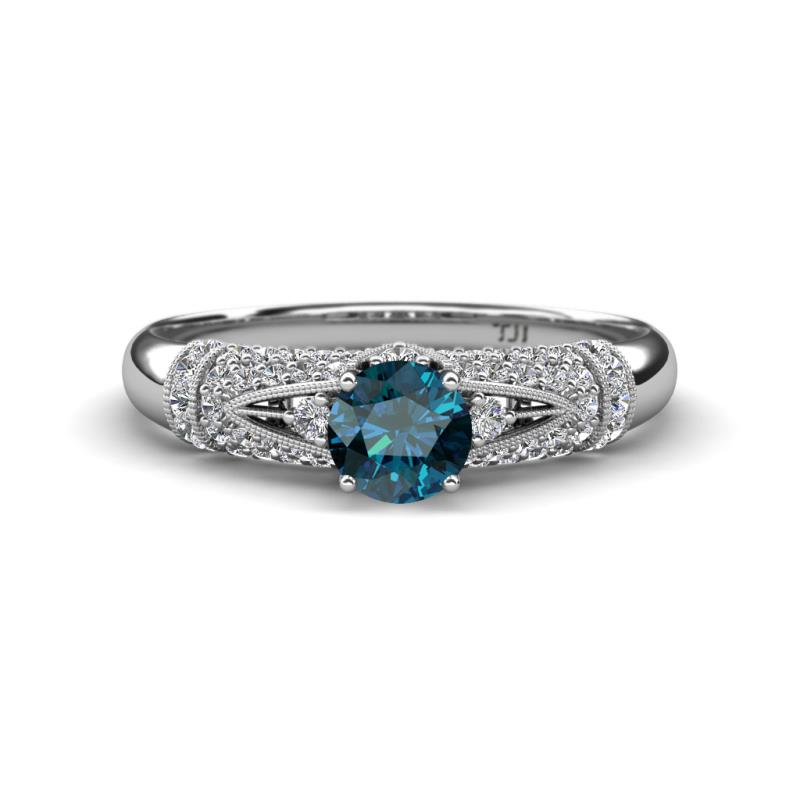 Shirlyn 1.57 ctw Classic Blue Diamond Accented Lab Grown Diamonds Solitaire Plus Engagement Ring 