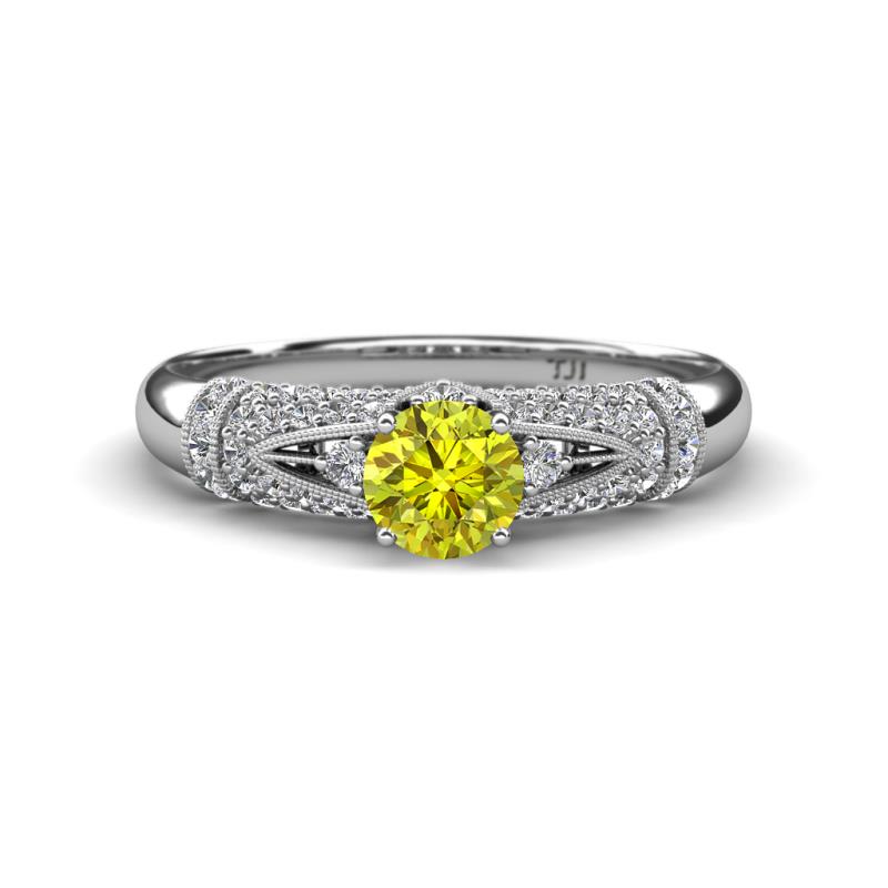 Shirlyn 1.57 ctw Classic Yellow Diamond Accented Lab Grown Diamonds Solitaire Plus Engagement Ring 