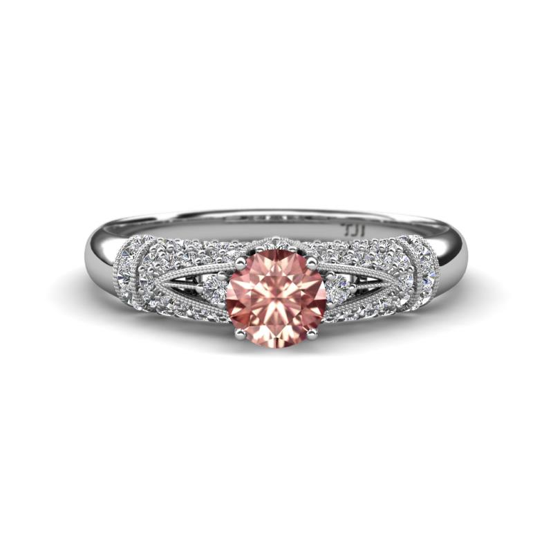 Shirlyn 1.44 ctw Classic Morganite Accented Lab Grown Diamonds Solitaire Plus Engagement Ring 
