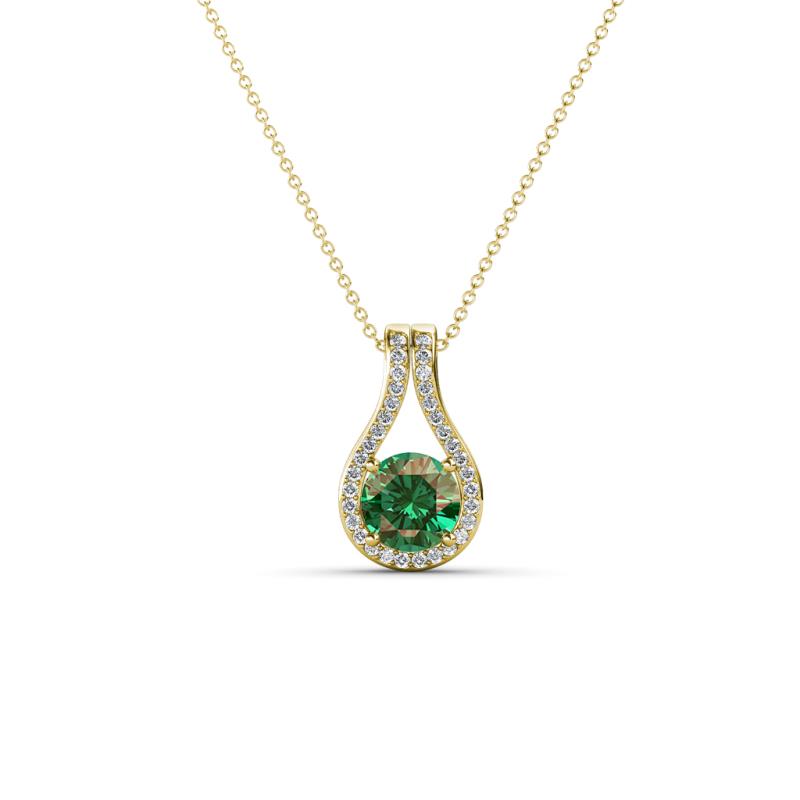 Lauren 4.00 mm Round Lab Created Alexandrite and Diamond Accent Teardrop Pendant Necklace 