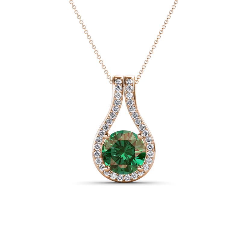 Lauren 6.50 mm Round Lab Created Alexandrite and Diamond Accent Teardrop Pendant Necklace 