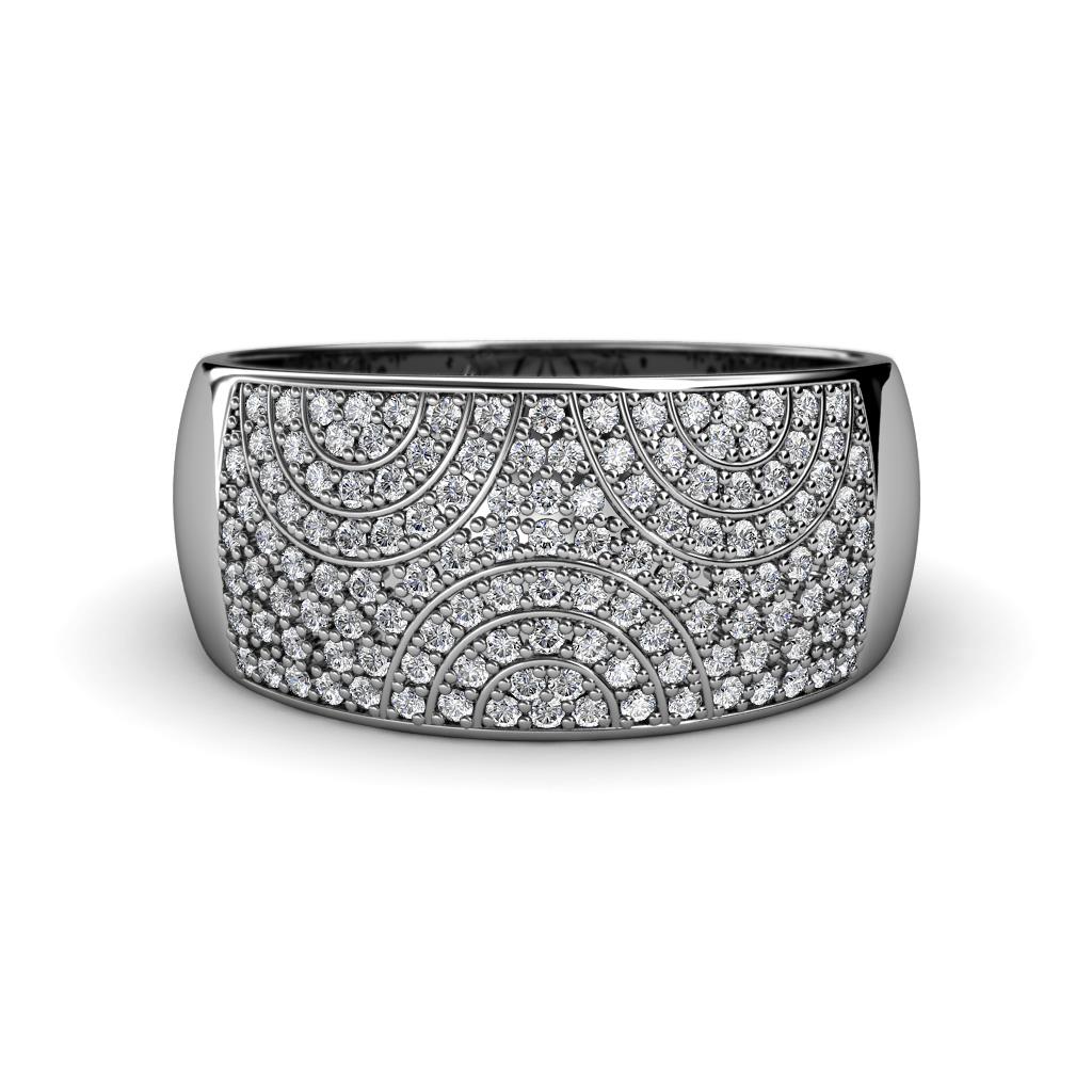 Callie Round Diamond  Micro Pave Set Wide Wedding Band 