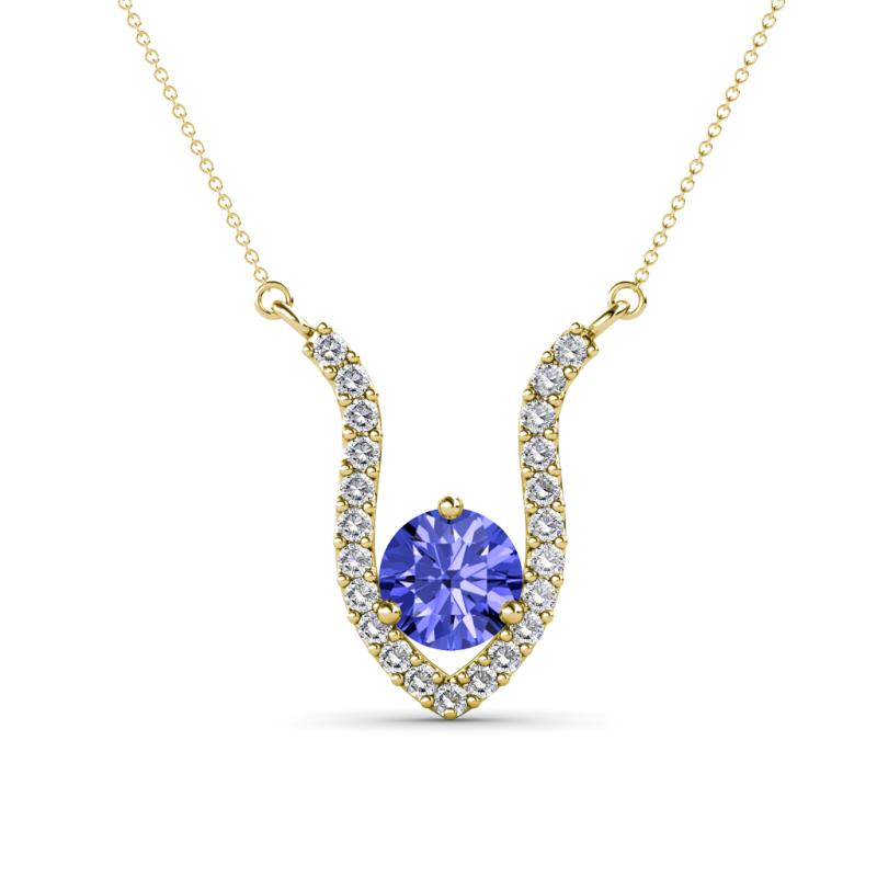 Lyra 6.00 mm Round Tanzanite and Diamond Accent Pendant Necklace 