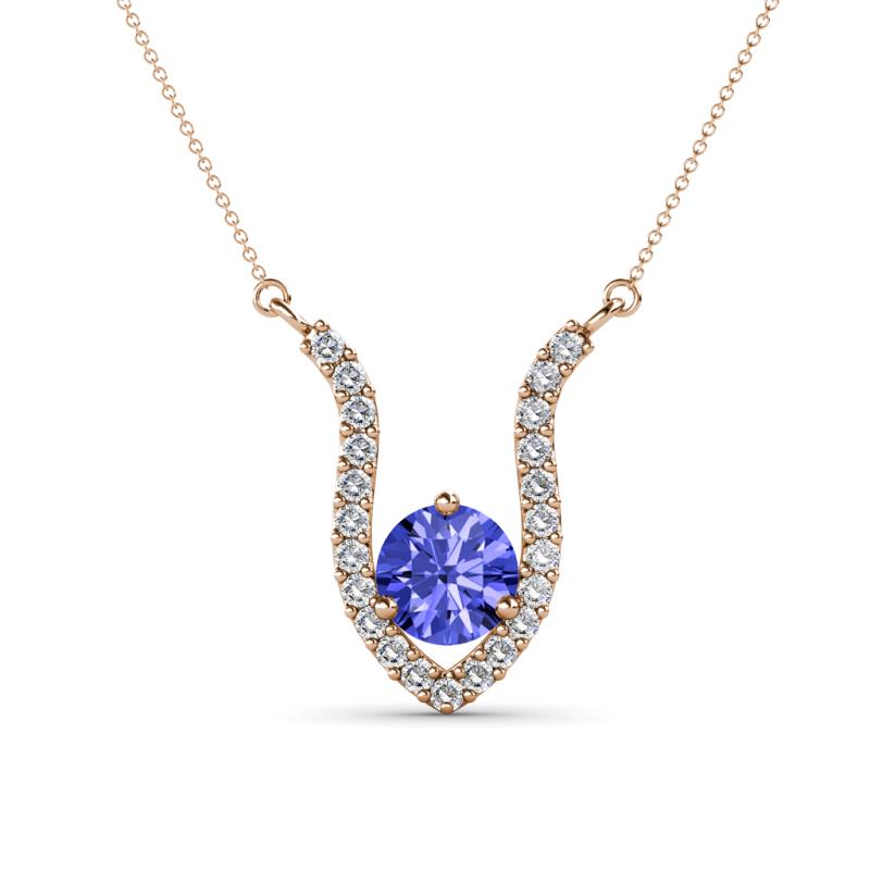 Lyra 6.00 mm Round Tanzanite and Diamond Accent Pendant Necklace 
