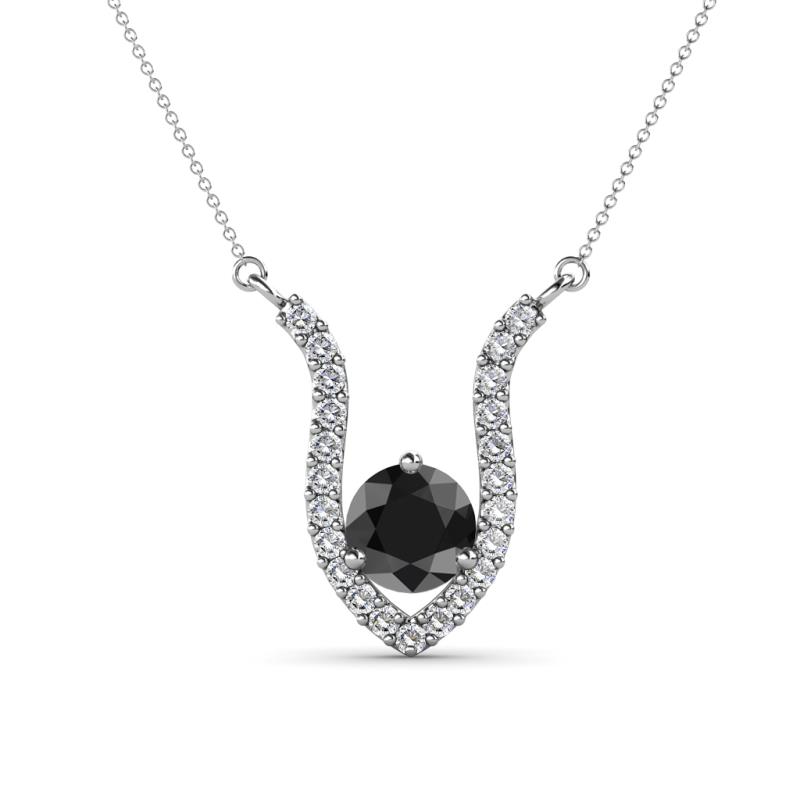 Lyra 6.00 mm Round Black Diamond and White Diamond Accent Pendant Necklace 
