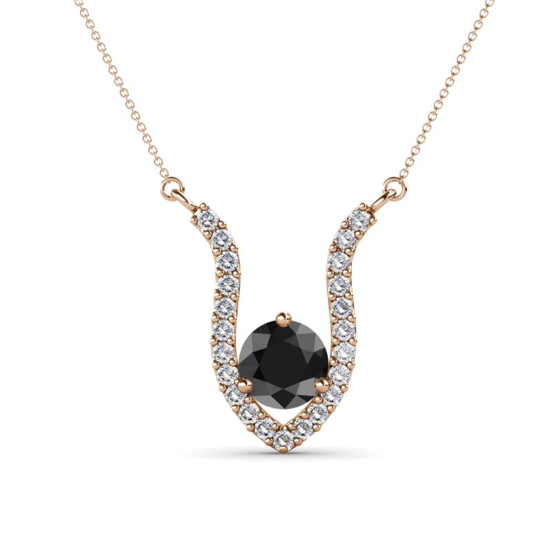 Lyra 6.00 mm Round Black Diamond and White Diamond Accent Pendant Necklace 
