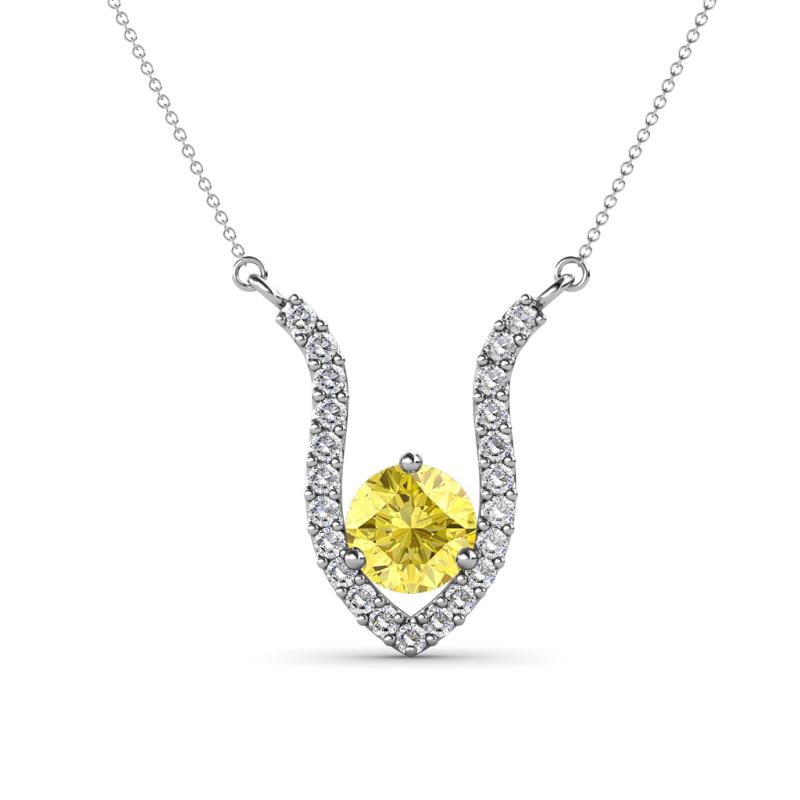 Lyra 6.00 mm Round Yellow Sapphire and Diamond Accent Pendant Necklace 